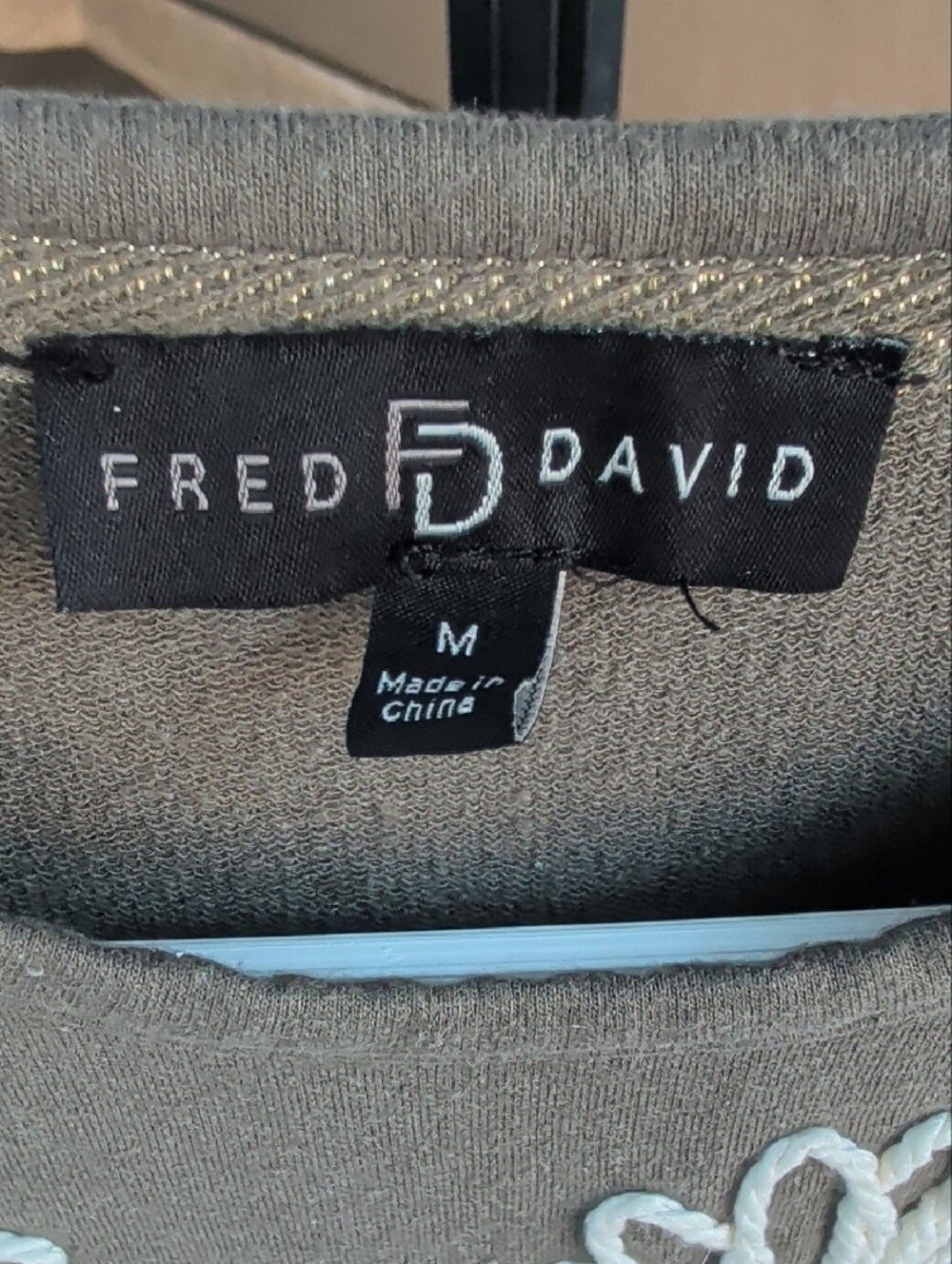 Fred David Olive Embroidered Floral Sweatshirt - Picture 2 of 3
